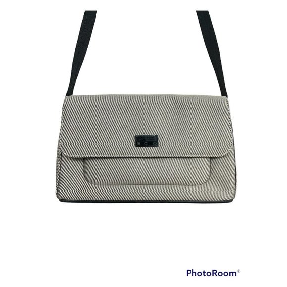 Vtg Ego Shoulder Bag Handbag Beige Baguette Canvas Minimalist Medium Size Y2K - Picture 3 of 10